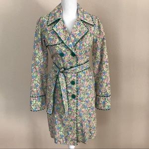 Anthropologie Odille Floral Trench Coat